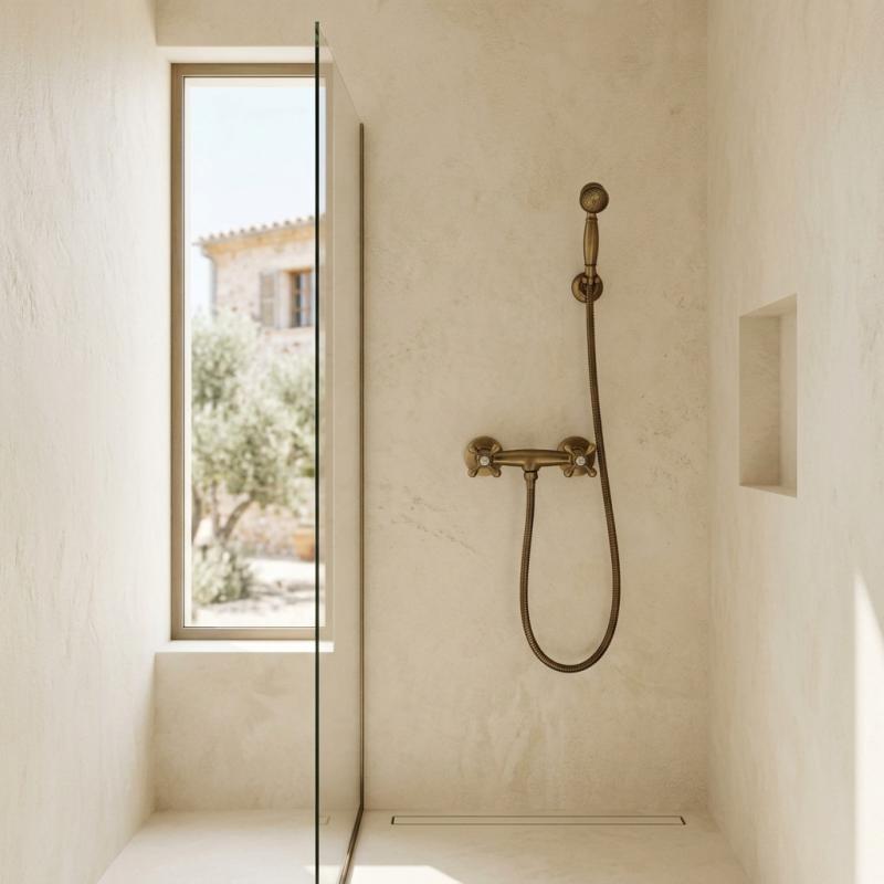Aquanello Heritage Ascot Klassieke Opbouw Douchekraanset met Sterknoppen Brons inclusief Handdouche BN-2002-HA